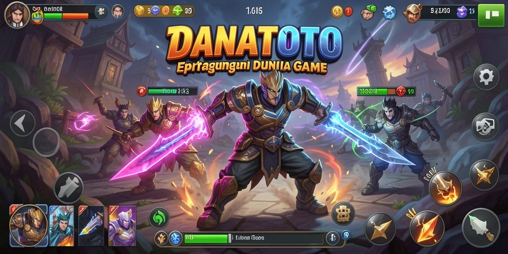 Tampak aksi pertarungan seru di DANATOTO dengan karakter yang menampilkan kemampuan unik.