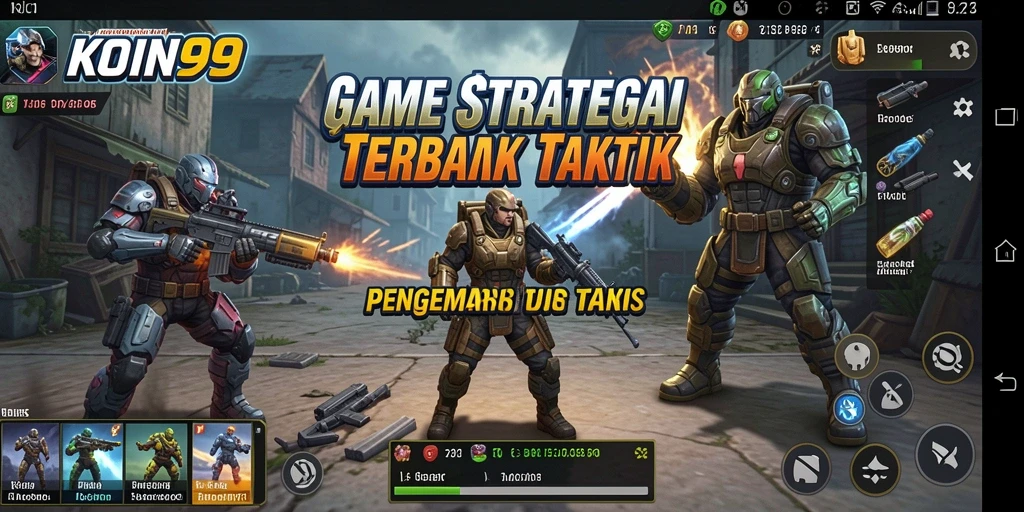 Tangkapan layar dari gameplay KOIN99 yang menunjukkan pertempuran strategi.