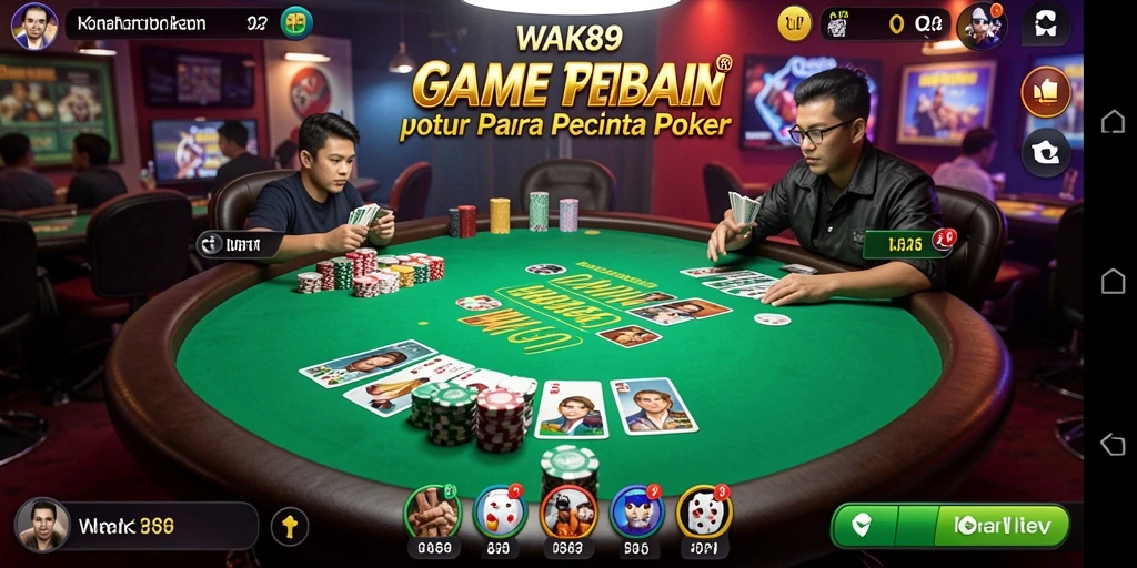 Tampilan gameplay Poker yang mendebarkan di WAK89.